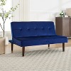 Foldable Fashion Sofa Bed High End Flannel Fabric Back Adjustable Sofa Recliner Futon, Suitable for Living Room Bedroom Office (Blue) - 2 of 4