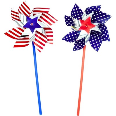 4E's Novelty Patriotic Pinwheels 24 Pack - Wind Spinner American Flag Theme, July 4th Decorations, Perfect for Parties and Outdoor Decor