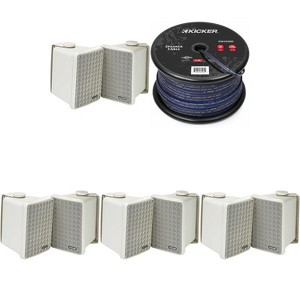 Kicker (4 Pair ) KB6B 2-Way Full Range Indoor Outdoor Speakers (Pair) Weatherproof Speakers for Patio Garage Poolside in-Home, Gray & 400ft Speaker... - 1 of 4