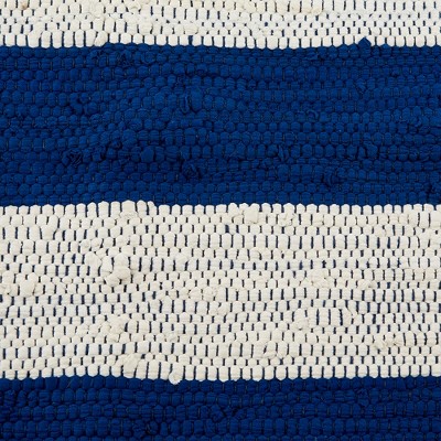 Handmade Easy-Care Blue Stripe Cotton Rug 24" x 36"