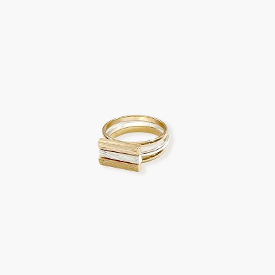 Sanctuary Project Dainty Bar Tri-color Three Ring Set
