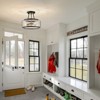 LLHZSY 3-Light Industrial-style Black Lantern Glass Semi Flush Mount Ceiling Lights Fixture- Black - 4 of 4