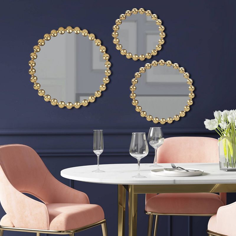 3pc Marlowe Gold Beaded Round Wall Mirror Set - Madison Park, 1 of 7