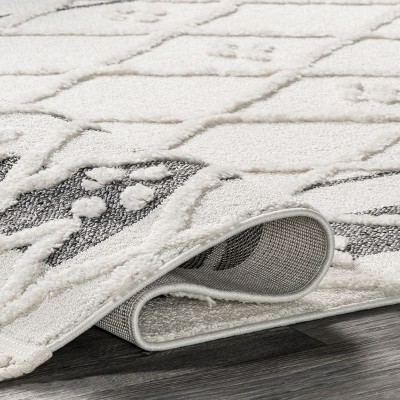 Geometric White and Gray Braided Rectangular Area Rug