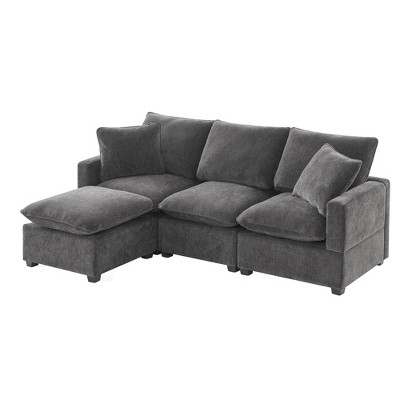 NicBex Chenille Sectional Couch L Shape Modular Sofa with 2 Pillows for Living Room and Apartment