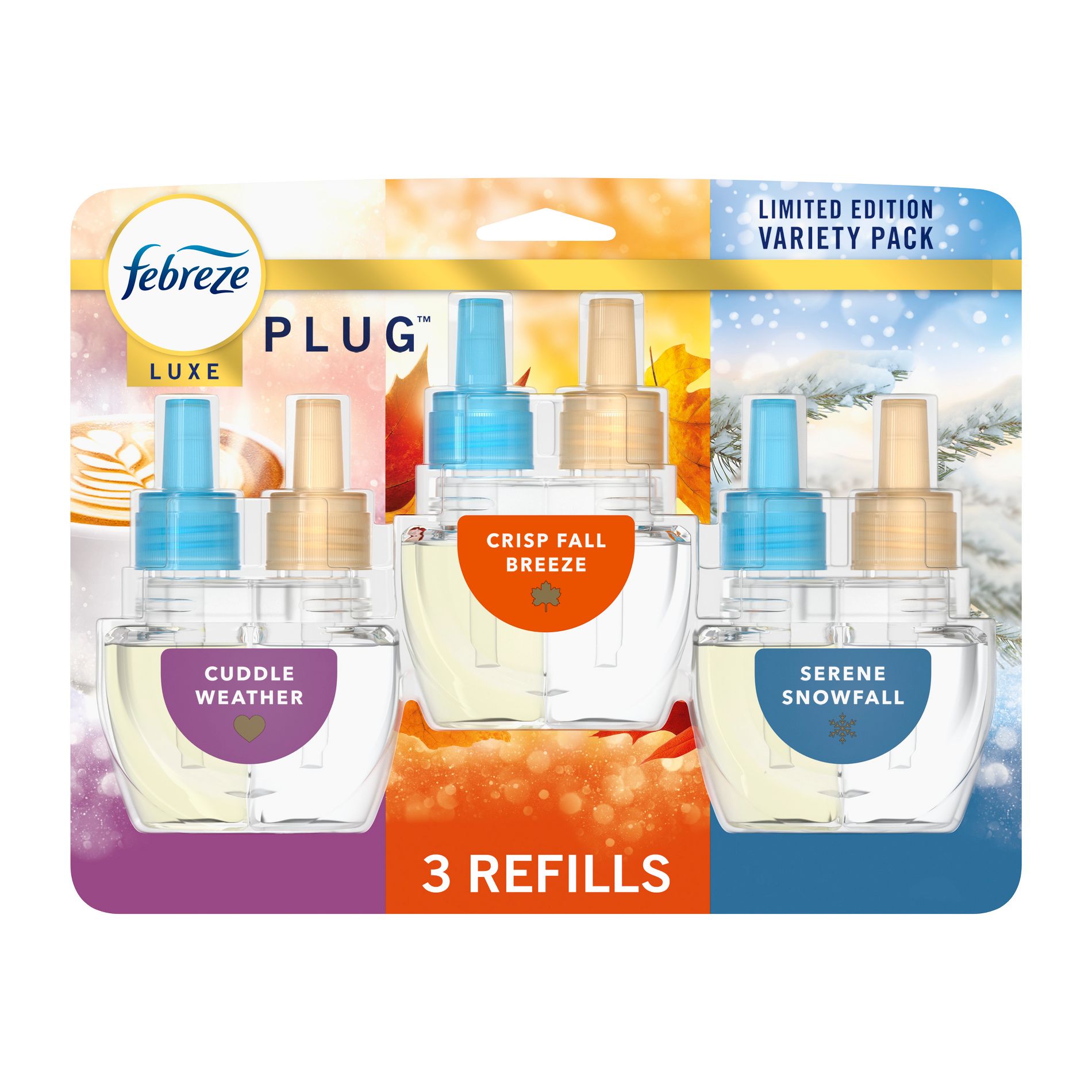 Febreze Luxe Plug Air Freshener Refills - Mixed Premium Holiday - 2.63 fl oz/3ct