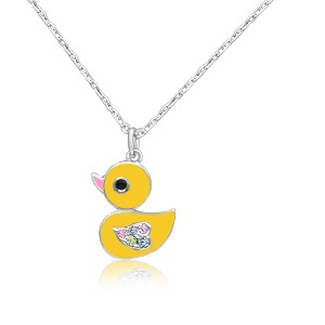 Chanteur Hypoallergenic Kids Jewelry Accessories Duckling Yellow Enamel Crystal White Gold Palladium Plating Necklace Pendant - 1 of 1