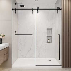 COWLOWN Frameless Sliding Shower Door, Adjustable Shower Screen with 8mm Tempered Glass - 1 of 4