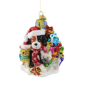 Huras 5.5 Inch Christmas With The Dogs Ornament St Bernard Boxer Tree Ornaments - 1 of 3