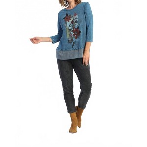 Women's Patches Mineral Washed Cotton Georgette Contrast Top - Jess & Jane - 1 of 1