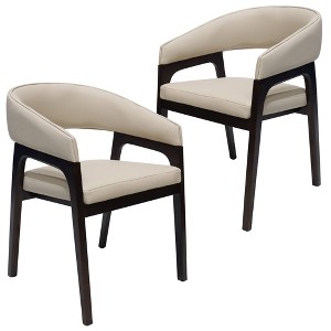 Leisuremod Cali U-Shaped Dining Arm Chair with Leather Upholstery, Open Back Design for Modern Kitchen and Home, Set of 2 - 1 of 4