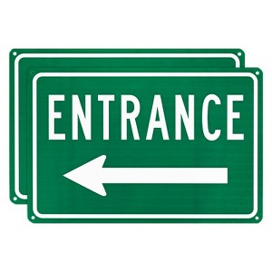 Unique Bargains Aluminum Reflective Rust Free Waterproof Left Arrow Entrance Sign 2 Pcs - 1 of 4