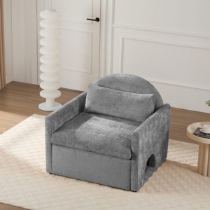 Modern Chenille Lounge Chair with Cat Hideaway and Washable Covers, Single Accent Chair for Living Room or Bedroom Use-Cuddlewood - 1 of 4