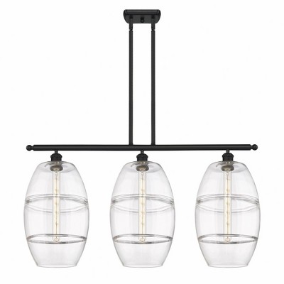 Vaz - 3 Light Stem Hung Island In Industrial Style-19 Inches Tall and 36.5 Inches Wide