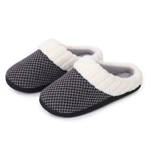 Fuzzy House Slippers with Arch Support Orthotic Sole Open Toe Bedroom Adjustable Velcro Slippers for Women - 1 of 4