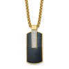 Chisel Stainless Steel Black and Yellow IP-plated with Cubic Zirconia Dog Tag on a 24" Box Chain Necklace - 2 of 4