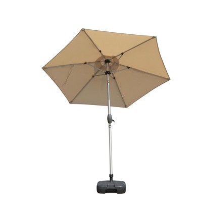 Maggift Outdoor Patio Umbrella with 6 Sturdy Ribs, Push Button Tilt and Crank, Waterproof, UV-Resistant Uitable for Garden, Beige, 90"*90"*86.64"