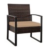 Maliang 3 Piece Outdoor PE Wicker Furniture Set, Patio Brown Rattan Sectional Sofa Couch with Washable Cushions - 2 of 4