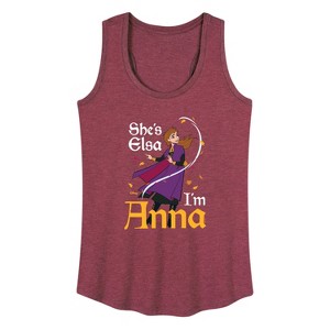 Women's - Frozen 2 - She's Elsa, I'm Anna Graphic Racerback Tank - 1 of 4
