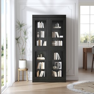 Dovelina Vertical Bookshelf Combination with Adjustable Shelves--Glass Door - 1 of 4