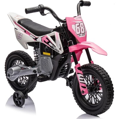12V Kids Electric Dirt Bike with Training Wheels, Rear-Wheel Drive, Battery Powered Ride-On Motorcycle for Toddlers Ages 3+