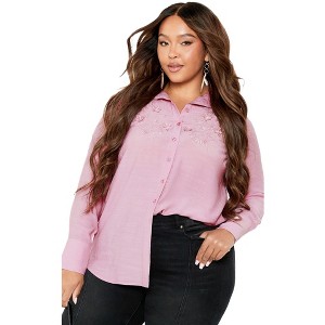 Avenue Women's Plus Size Forget Me Not Shirt - 1 of 4