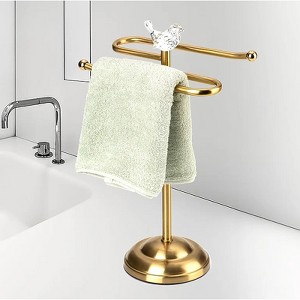 Home Mart Goods Gold Brushed Stainless Steel Dove S-Design Fingertip Towel Holder With Heavy Base - 1 of 4