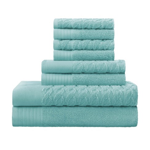 Chevron Zero Twist Cotton Solid And Jacquard 8 Piece Bathroom Towel Set,  White - Blue Nile Mills : Target