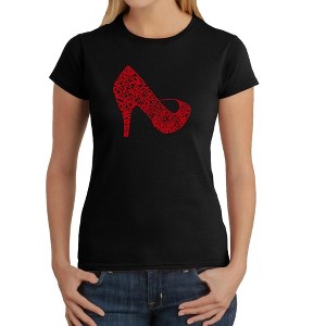 LA Pop Art Women's Word Art T-Shirt - High Heel - 1 of 4