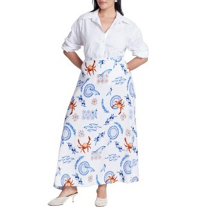 ELOQUII Women's Plus Size Printed Full Skirt - 1 of 4