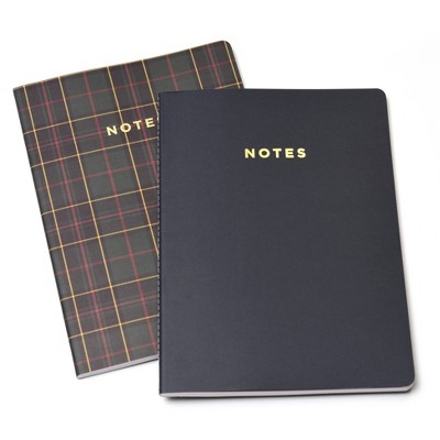 Soft Cover Jr. Notebook Set Plaid and Gold Foil 2ct - Gartner Studios