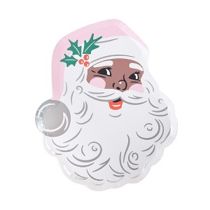 Jollity & Co. - Santa Claus Small Plates - Pink & Brown - Pack of 8 Plates - 1 of 2