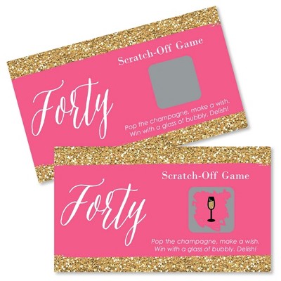Big Dot of Happiness Chic 40th Birthday - Pink and Gold - Birthday Party Game Scratch Off Cards - 22 Count