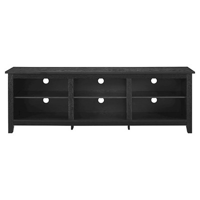 Transitional 6 Cubby Wood Open Storage Wood TV Stand for TVs up to 80"- Saracina Home