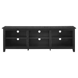 Transitional 6 Cubby Wood Open Storage Wood TV Stand for TVs up to 80"- Saracina Home