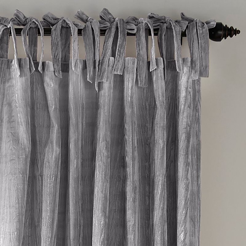Korena Rustic Vogue Tie-Top Crushed Velvet Single Window Curtain Panel - Elrene Home Fashions, 2 of 4