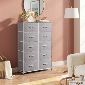 Tall Dresser with 10 Fabric Drawers, Storage Tower with Cabinet, Metal Frame, Organizer Units for Closet - 1 of 4