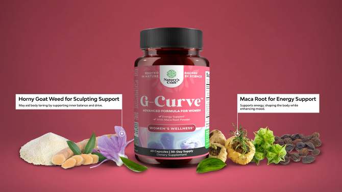 G-Curve Advanced Formula Capsules for Women, Butt and Breast Enhancement Pills, Body Sculpting Curves Capsules, Nature's Craft, 60ct, 2 of 6, play video