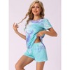 cheibear Women's Tie Dye Short Sleeves Sleepshirt with Shorts Lounge Sleepwear Pajama Set - 2 of 4