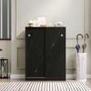 VYNXARIA Marble black shoe cabient with sliding door have 6 layers can storage at least30 pairs shoes - 2 of 4