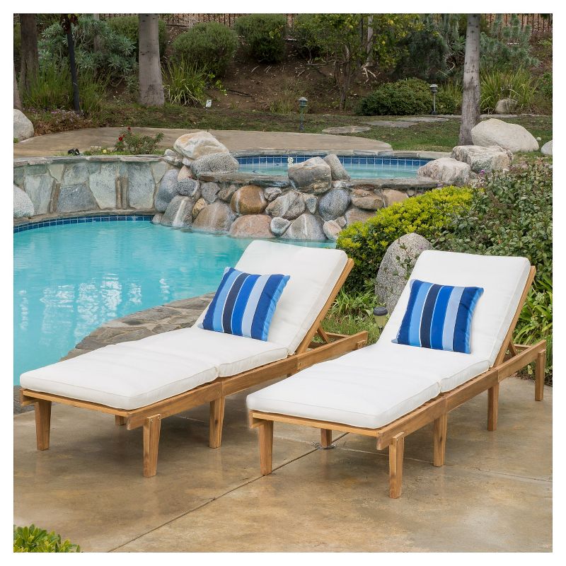 Ariana 2pk Acacia Wood Chaise Lounge - Christopher Knight Home, 3 of 9