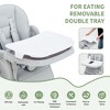 Foldable Baby High Chair with 5-Point Harness - Adjustable Height, Removable Tray & Locking Wheels, PU Leather Portable Highchair (Dark Grey) - 3 of 4