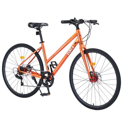 Infurnic Bicycles Road Bike with Adjustable Seat, Mens Womens Trail Commuter City Bike, Orange, 25.2"*39.3"*68.8"