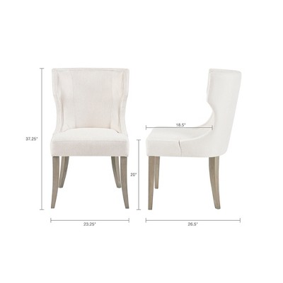 Cream Upholstered Wingback Dining Chair with Rubberwood Legs