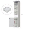 VANIRROR Narrow Linen Cabinet, Slim Storage Cabinet with Door & Drawer, Bathroom Floor Cabinet with Adjustable Shelves, Gray - 3 of 4