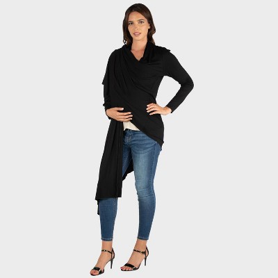24seven Comfort Apparel Maternity Elegant Long Sleeve Asymmetrical Hem Jacket