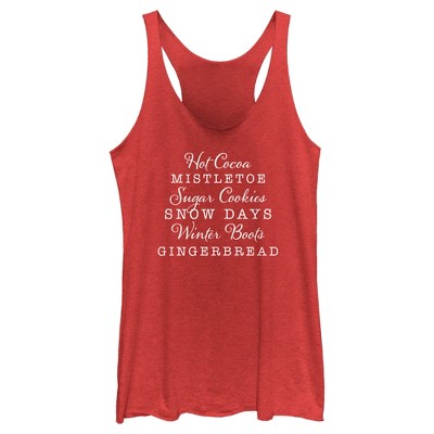 LOST GODS Women' Lot God Holiday Make Me Tipy Racerback Tank Top - Red  Heather - Medium - ShopStyle