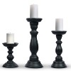 Mela Artisans Matte Black Candle Holders for Pillar Candles (Set of 3) Rustic Wooden Candle Holders Pillar 6", 9", 12" - 2 of 4