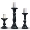 Mela Artisans Matte Black Candle Holders for Pillar Candles (Set of 3) Rustic Wooden Candle Holders Pillar 6", 9", 12" - image 2 of 4