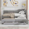 CAVINAS Twin/Full Size Solid Wood Upholstered Daybed Bed Frame with Trundle & 3 Storage Drawers,No Box Spring Needed - 3 of 4